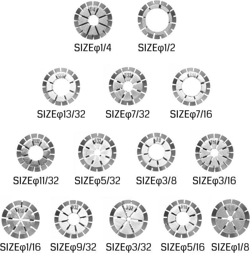 Genmitsu ER20 Router Collet, 14PCs, 1/16″ to 1/2″ CNC Engraving Router Bit Collet for Engraving Machine Tool, CNC Router, and Driver - Image 3